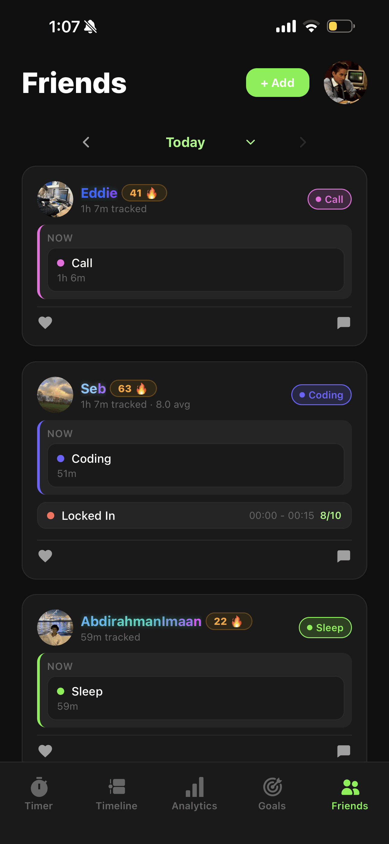 Locked In friends screen