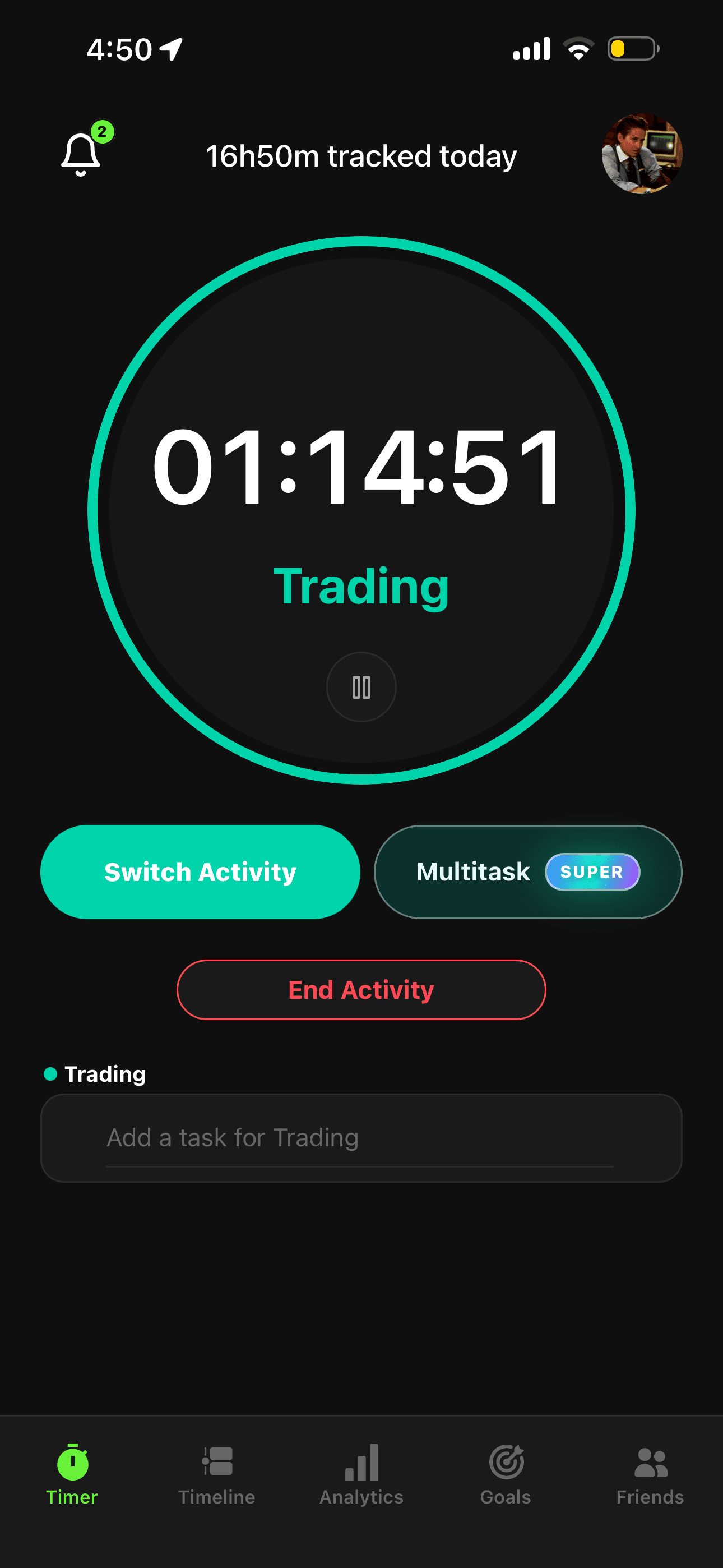 Locked In timer screen